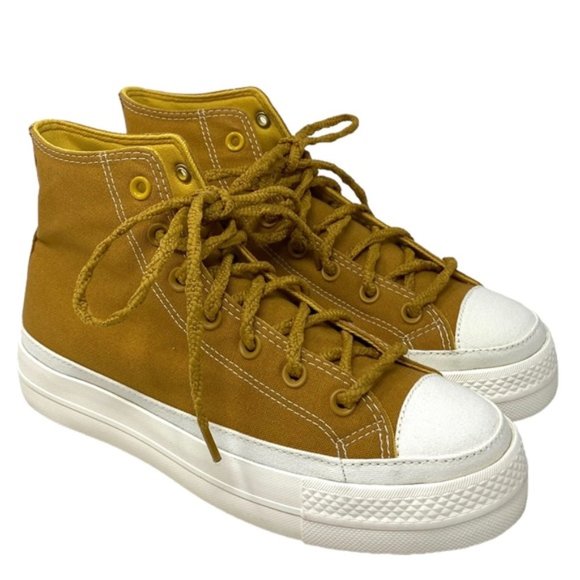 Converse Ctas Lift Platform Sneakers Women's High Top Burnt Honey Casual A04363F - Picture 2 of 10